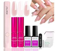 Aokitec Gel Nail Polish Set with UV Lamp: Pink and Light Nudes Gel Polish Set with Handheld Nail Light & Base Top Coat Starter Kit Suitable for Travel All-Seasons Gifts for Manicure Lover French Art