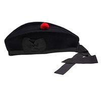Aokitec Glengarry Hat Plain Black -100% Pure Wool Classic Scottish Design SIZES 50-64CM (51)