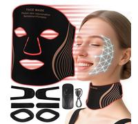 Aokitec LED Light Therapy Face & Neck Mask with 7 Color Modes | 850nm near infrared silicone mask with eye protection supports skincare routines, skin texture improvement and rejuvenation