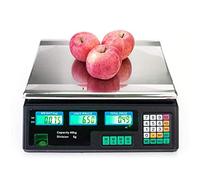AOKLEY 40kg/1g 40kg/2g 40kg/5g Digital Commercial Price Scale Computing Scale Shop Weighing Scales Vegetable Scales with LCD Display for Food Meat Fruit Produce,Black-40kg/1g