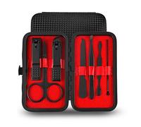AOKLEY Nail clipper kit 7pcs Nail Clippers Set Portable Travel Stainless Steel Black Pedicure Scissor Tweezer Manicure Set Kit Nail Tools Tool accessories (Color : Rosso)