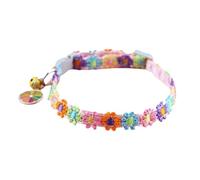 Aoklidil Cat Collar Colorful Lace Flower Collar Soft Bell Cat Necklace Dog Collar Pet Accessories