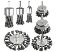AOKLIT 7 Pack Twist Knot Wire Wheel Brush Crimped Cup Wire Wheels Brush Set for Drill with 1/4-Inch Shank for Rust Removal, Corrosion and Paint