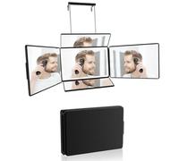 Aokoka 5 Way Mirror with Light for Self Hair Cutting, 360° Barber Mirror for Men Shaving, Makeup Mirror with Height Adjusta for Braiding Hair Styling Dye Hair for Women