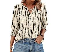 Aokosor Ladies Tops 3/4 Sleeve Tops V Neck Long Sleeve T Shirts for Women Curved Hem Tunic Ladies Blouses Size 10-12 spot Print