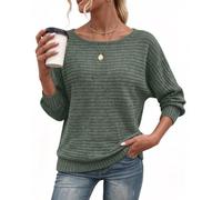 Aokosor Ladies Tops Boat Neck Long Sleeve Tops 2026 Trendy Fall Clothes Womens Pullover Causal Batwing Sleeve Tunic Sweater