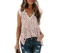 Aokosor Vests for Women V Neck Lace Summer Tops Sleeveless Casual Tank Leopard Print Size 14-16