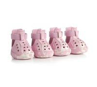 AOKOWN Dog Shoes for Hot Summer Pavement, Dog Shoes for Medium Dogs, Waterproof Dog Boots & Paw Protectors, Non-Slip Dog Rain Booties, Easy Clean Sandals for Beach Pink Size 4