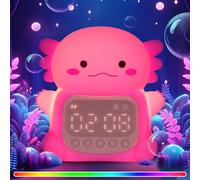 Aokpsrt Axolotl Alarm Clock with Night Light, Rechargeable Silicone Lamp Time to Wake Clock，Cute Animal Tabletop Lamp, Perfect Sleep Companion for Kids and Teens