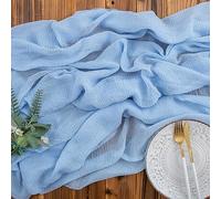 AOKSUNOVA Table Runner Muslin Wedding 4 m x 80 cm Cheese Cloth Table Runner Decorative Fabric Light Blue
