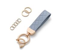 AOKSUNOVA Women's Leather Car Key Fob, lightblue, 9 cm
