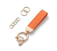 AOKSUNOVA Women's Leather Car Key Fob, orange, 9 cm