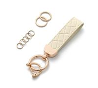 AOKSUNOVA Women's Leather Car Key Fob, White 1, One Size