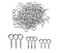 Aoktorkit 100Pcs 12mm Eye Hook Screws Stainless Steel Eye Bolts Self Tapping Eye Screws Round Screw-in Eye Hooks for Jewellery Making DIY Craft Hanging Ornament