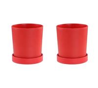 Aoktorkit 2 Sets Small Plant Pot With Saucers Red Plastic Flower Seedling Pot for Cactus Succulent House Plants