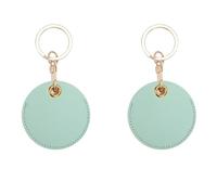Aoktorkit 2PCS Leather Access Control Card Holder Round PU Leather Key Fob Protector DIY Keychain Holder for ID Key Card,Green