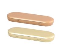 Aoktorkit 2PCS Metal Tin Box Container, 17.5x6x1.8cm Oval Empty Mini Storage Box Portable Storage Container with Lid for Small Items, Champagne and Light Gold