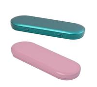 Aoktorkit 2PCS Metal Tin Box Container, 17.5x6x1.8cm Oval Empty Mini Storage Box Portable Storage Container with Lid for Small Items, Green and Pink