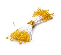 Aoktorkit 5 Packs Yellow Double Heads Artificial Flower Stamens 1mm Mini Flower Stamen Pistil for DIY Craft Floral Making