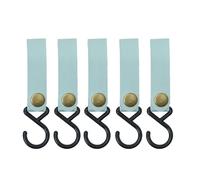 Aoktorkit 5PCS S Hook with Leather Loop for Hanging Light Blue PU Leather Metals Hooks for Kitchen,Bathroom