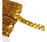 Aoktorkit Flat Glitter Sequin Trim, Gold, Polyester, Plastic, 1.5cm x 13m, Casual, Solid, Decorative Ribbon Trim