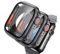 AOKUTDA 2 Pack Hard Case Designed for Apple Watch Series 6/5/4/SE 44mm (Looks Like Ultra&Ultra2) with Built-in 9H Tempered Glass Screen Protector 44mm + Back Frame + Crown,Original Black