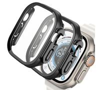 AOKUTDA 2-Pack Hard Case Screen Protector for Apple Watch Ultra/Ultra 2 - Touch Sensitive, High Definition Transparency, 9H Tempered Glass, Original Black