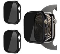 AOKUTDA 3 Pack Case Compatible with Apple Watch series 10 42MM,30°Anti Spy Privacy Tempered Glass Screen Protector with Ultra-Thin Full Coverage Bumper Cover for iWatch Accessories(3 Black,42mm)