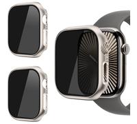 AOKUTDA 3 Pack Case Compatible with Apple Watch series 10 42MM,30°Anti Spy Privacy Tempered Glass Screen Protector with Ultra-Thin Full Coverage Bumper Cover for iWatch Accessories(3 Titanium Gold)