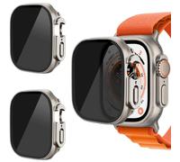 AOKUTDA 3 Pack Case Compatible with Apple Watch Ultra 2/Ultra 49mm,30°Anti Spy Privacy Tempered Glass Screen Protector with Ultra-Thin Full Coverage Bumper Cover for iWatch Accessories(Titanium Gold)