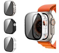 AOKUTDA 3 Pack Case Compatible with Apple Watch Ultra 2/Ultra 49mm,30°Anti Spy Privacy Tempered Glass Screen Protector with Ultra-Thin Full Coverage Bumper Cover for iWatch Accessories(3 Colors,49mm)