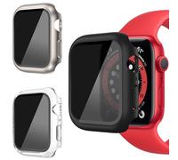 AOKUTDA 3 Pack Case for Apple Watch Series SE/ 6/5/ 4 44mm with 30° Anti Spy Privacy Tempered Glass Screen Protector,Ultra-Thin Hard PC Bumper Cover for Apple Watch Accessories(3 Colors, 44mm)