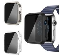 AOKUTDA 3 Pack Hard PC Case Compatible with Apple Watch Series 3/2/1 42mm,30°Anti Spy Privacy Tempered Glass Screen Protector with Ultra-Thin Full Coverage Bumper for iWatch Accessories(3 Black,42mm)