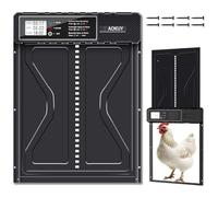 AOKUY Automatic Chicken Coop Door with LCD Timer - Battery Powered Auto Open/Close, Predator-Proof Aluminum Hen House Door, Weatherproof, Easy Install, Timer-Controlled Coop Door