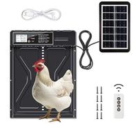 AOKUY Solar Powered Chicken Coop Door with Remote & LCD Timer - Battery-Free Auto Open/Close, Weatherproof Aluminum Hen House Door, Easy Install, Predator-Proof Motorized Coop Doo