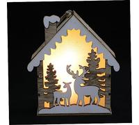 AOKWAWALIY 2 x Night Light Christmas Mini LED Light Christmas Wooden House Pendant Christmas Light Hanging Decoration Pre-Lit Table House Wooden Statue Figure Wooden Miniature Statuette 3D
