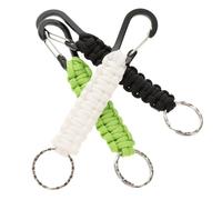 AOKWAWALIY 3pcs Mountaineering Key Ring Cord Keychain Multipurpose Key Chains Key Chain with Hooks Key Fob Sailing Rope Keyring Carabiner White Lanyard Braided Key Ring Polyester Black