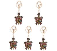 AOKWAWALIY 5pcs Turtle Keychain Desktop Ornament Small Turtle Pendant Money Modeling Keychain Key Rings Key Fob 3D Bling Charm Statue Decor Car DIY Crafts Pendant Metal Pendants Rhinestones
