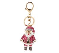 AOKWAWALIY Cute Rose Keychain Bag Charm Santa Clause Crystal Key Ring Christmas Keychain Pendant Shiny