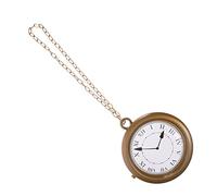 AOKWAWALIY Jumbo Clock Necklace Oversized White Rabbit Clock Gold Clock Necklace Costume Accessories for Tea Party Supplies Rapper Dress Up Props(Non Functioning)