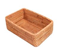 AOKWAWALIY Rattan Storage Basket, Woven Guest Towel Holder, Stackable Storage Container, Snack Container, Braided Storage Basket, Office Organiser, Household, Woven Basket, Japan