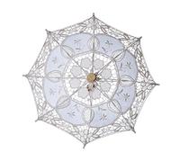AOKWAWALIY White Umbrella Parasol Lace Umbrella Stick s Photo Props Macrame Decor Wedding Props White Decor Lacework Floral Embroidery Bride Wooden Vintage Clothing