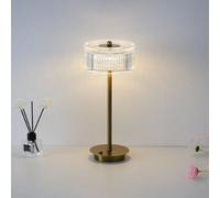 AoLa LED Rechargeable Cordless Table Lamp Dimmable with Touch Control Desk Lamp USB Charging with Round Acrylic Lampshade Bedside Lamp Battery 1200mAh Decorative Night Light for Bedroom,Gold