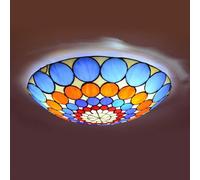 AoLa Round Tiffany Style Ceiling Light, E27 Retro Ceiling Sconce with Baroque Handcrafted Painting Glass Shade Ceiling Lamp Vintage Decorative Interior Lighting for Living Room Bedroom,40CM
