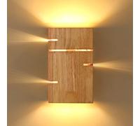 AoLa Wooden Wall Light Indoor Vintage E27 Wall lamp up Down Lighting with Square Wooden lampshade Bedside lamp Wall Minimalism Wall Decoration lamp for Bedroom Living Room Stairs Hallway