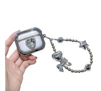 AOLABOKY Case Compatible with Airpods 3 Gen Cases,Luxury Diamond Love Heart Shockproof Silver Plated Soft Skin with Heart Bracelet