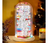 Aolamegs Friendship Bracelets Organizer With Lights, Glass Jewelry Organizer Jewelry Holder With Rustic Wooden Base, Concert Bracelets Stand for Storage Display