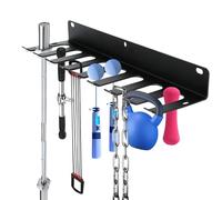 Aolamegs Home Gym Storage Rack - Heavy-duty 9 Hook Fitness Equipment Storage And Organization Workout Gear Wall Mount Hanger, Home Gym Accessories For Barbell, Kettlebells, Dumbbells