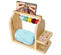 Aolamegs Yarn Holder for Crochet and Knitting, Bamboo Wooden Yarn Spinner Storage Organizer for Crocheting Accessories,with Anti-Slip Pads, Works with Skein, Cake, Ball