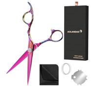 AOLANDUO Professional Hairdressing Scissors - Muted Pink VG10 Steel Shears with Floral-Engraved Handle, 6" (15cm) Salon-Grade Precision Tool for Stylists